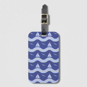 Sailboats On A Striped Sea Pattern Luggage Tag