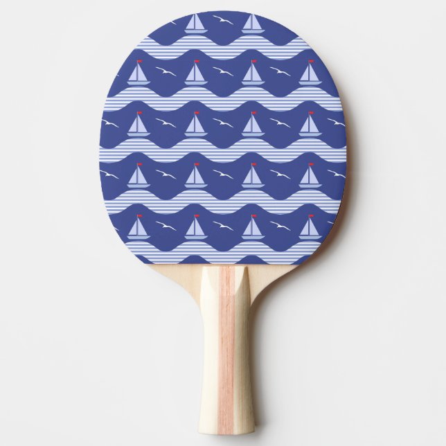 Sailboats On A Striped Sea Pattern Ping Pong Paddle (Front)