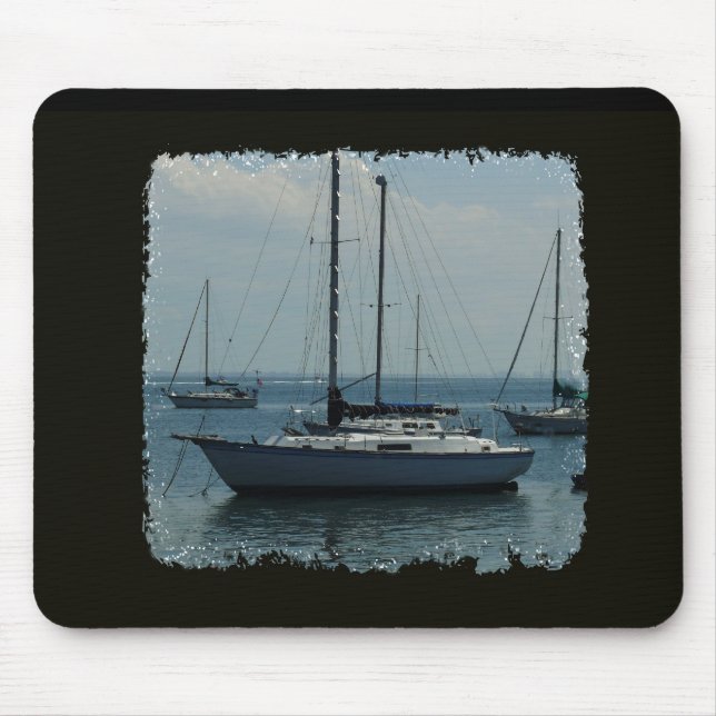 Sailboats on Black Mouse Pad (Front)