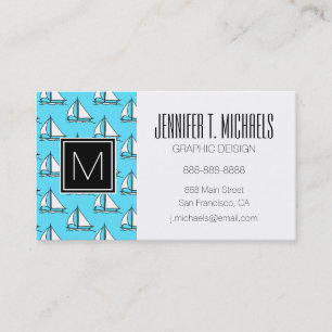 Sailboats On Blue Sea Pattern Business Card