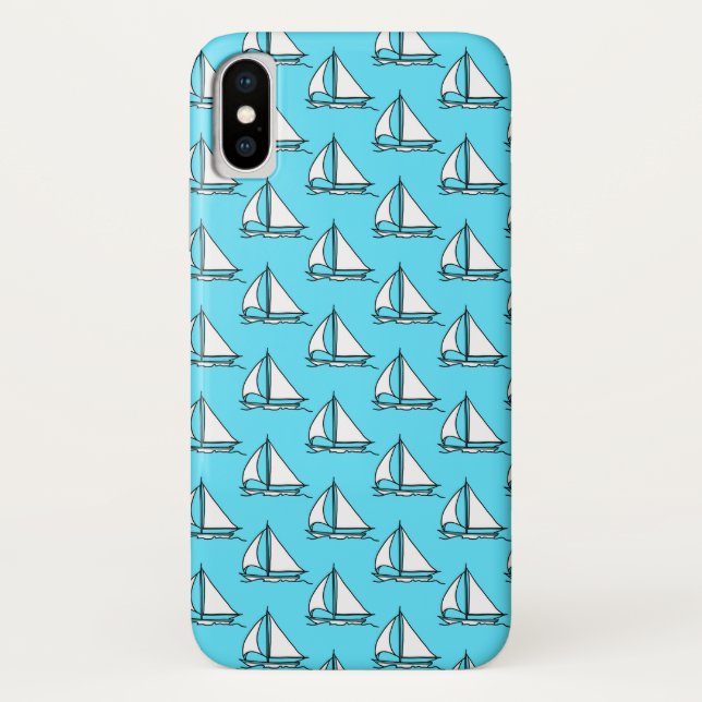 Sailboats On Blue Sea Pattern Case-Mate iPhone Case (Back)