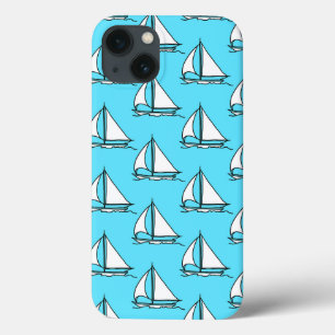 Sailboats On Blue Sea Pattern iPhone 13 Case