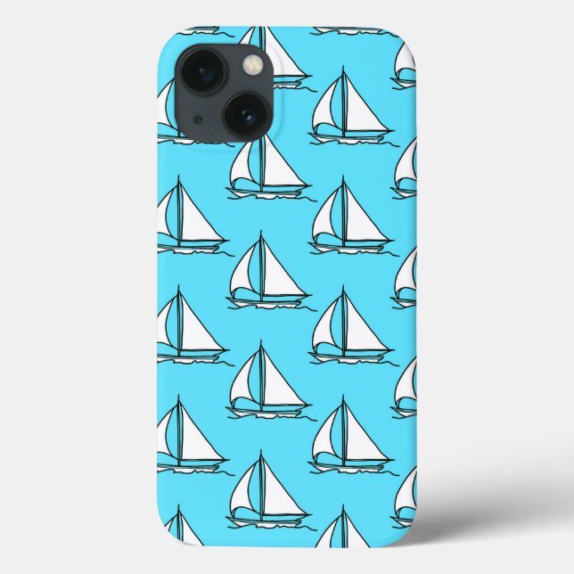 Sailboats On Blue Sea Pattern Case-Mate iPhone Case (Back)