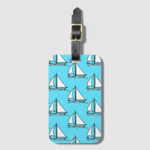 Sailboats On Blue Sea Pattern Luggage Tag