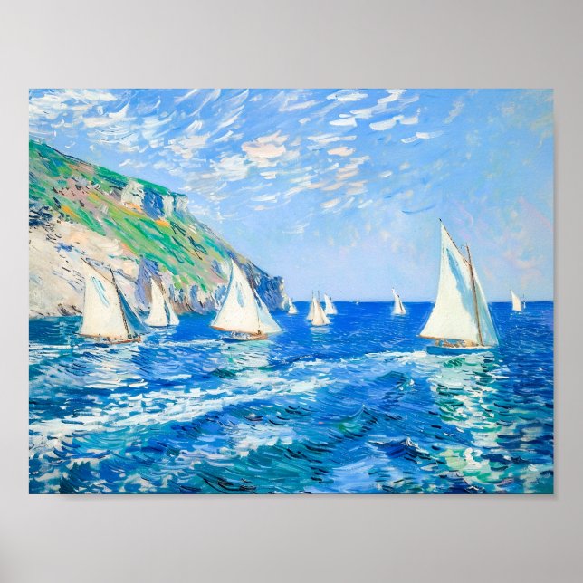 Sailboats on Calm Waters - Impressionist Painting Poster (Front)