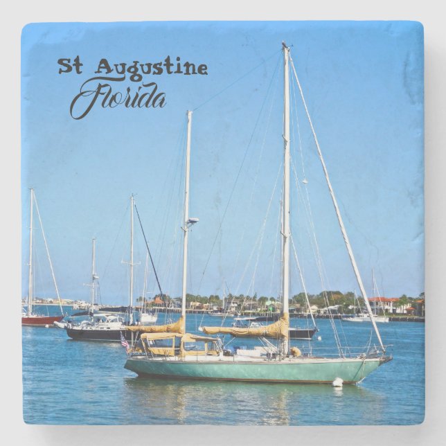 Sailboats on Matanzas Bay St. Augustine Florida Stone Coaster (Front)