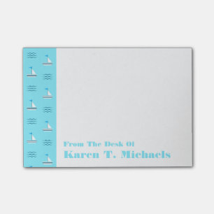 Sailboats On The Blue Sea Pattern Add Your Name Post-it Notes