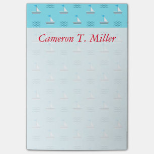 Sailboats On The Blue Sea Pattern Add Your Name Post-it Notes