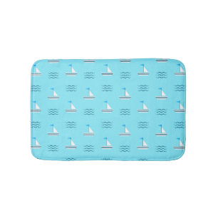 Sailboats On The Blue Sea Pattern Bath Mat