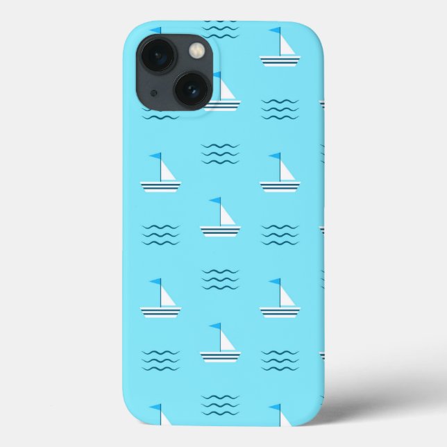 Sailboats On The Blue Sea Pattern Case-Mate iPhone Case (Back)
