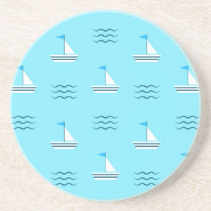 Sailboats On The Blue Sea Pattern Coaster