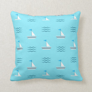 Sailboats On The Blue Sea Pattern Cushion