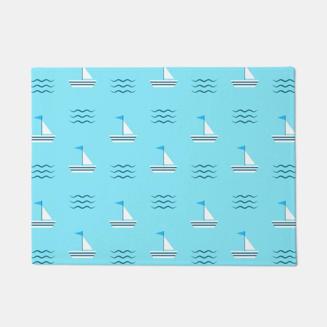 Sailboats On The Blue Sea Pattern Doormat (Front)