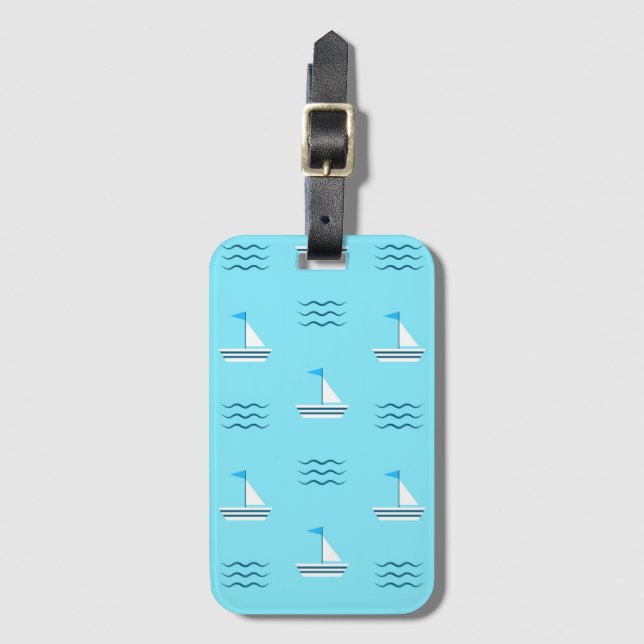 Sailboats On The Blue Sea Pattern Luggage Tag (Front Vertical)