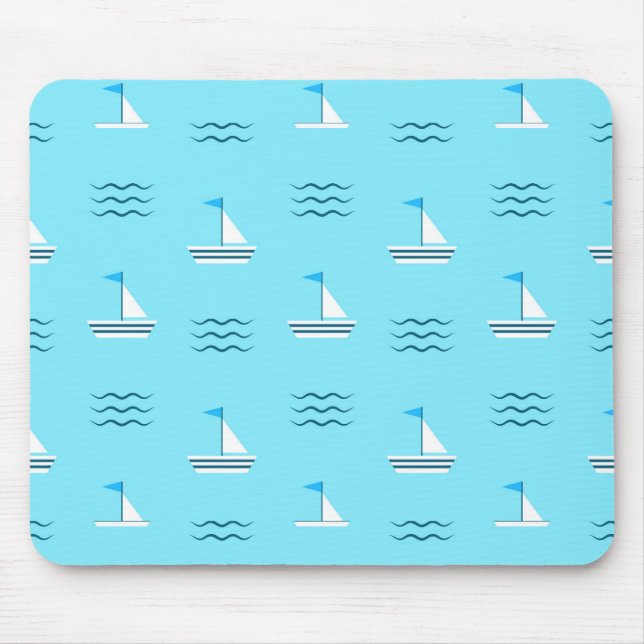 Sailboats On The Blue Sea Pattern Mouse Pad (Front)