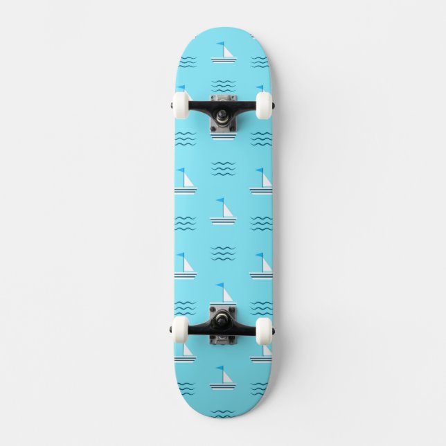 Sailboats On The Blue Sea Pattern Skateboard (Front)