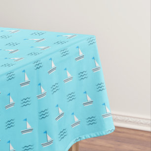 Sailboats On The Blue Sea Pattern Tablecloth