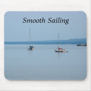 Sailboats on the river mouse pad