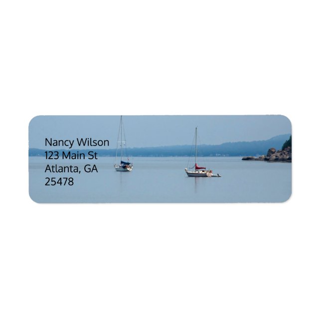 Sailboats on the river  return address label (Front)