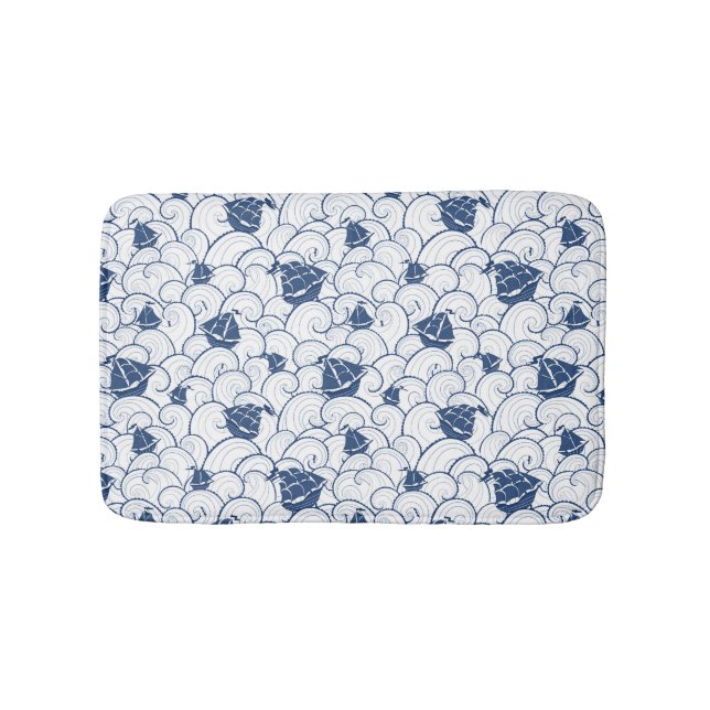 Sailboats On The Sea Pattern Bath Mat (Front)