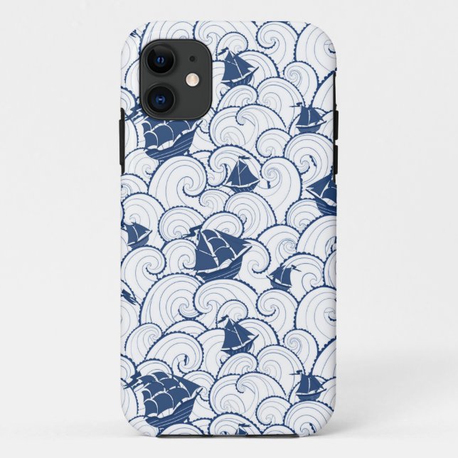 Sailboats On The Sea Pattern Case-Mate iPhone Case (Back)