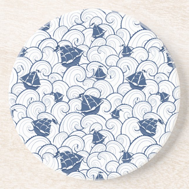 Sailboats On The Sea Pattern Coaster (Front)