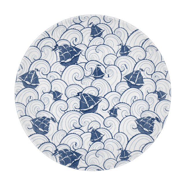 Sailboats On The Sea Pattern Cutting Board (Front)
