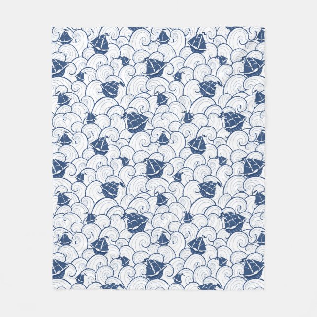 Sailboats On The Sea Pattern Fleece Blanket (Front)