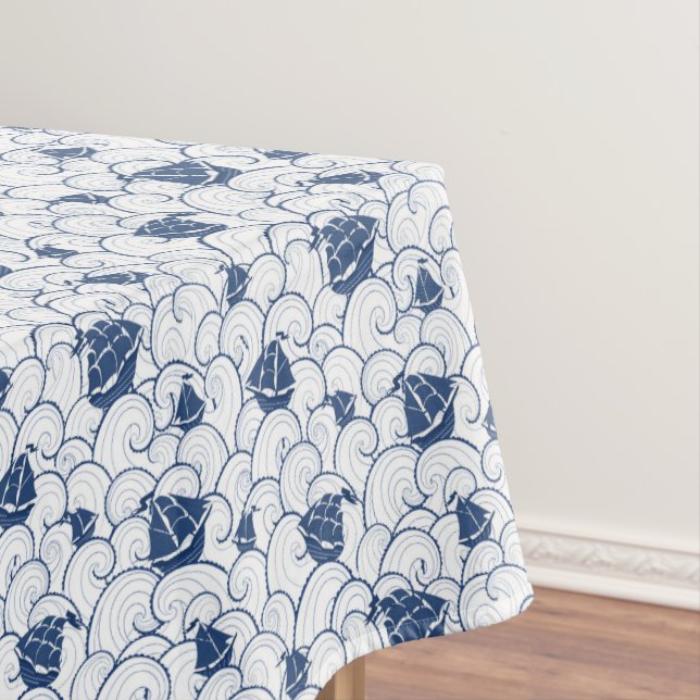 Sailboats On The Sea Pattern Tablecloth (In Situ)