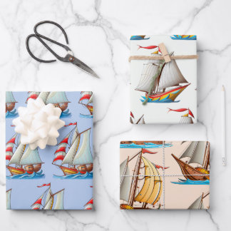 Sailboats On The Sea Wrapping Paper Sheet