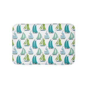 Sailboats On The Water Pattern Bath Mat