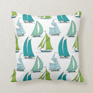 Sailboats On The Water Pattern Cushion