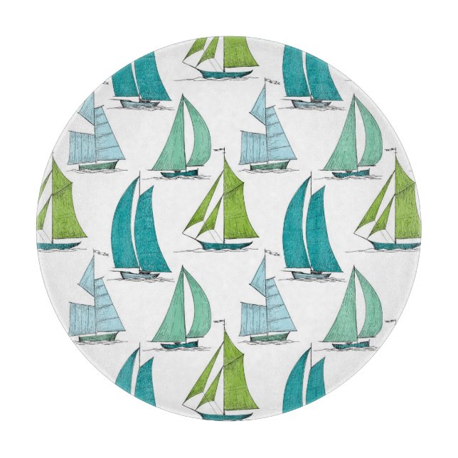 Sailboats On The Water Pattern Cutting Board (Front)