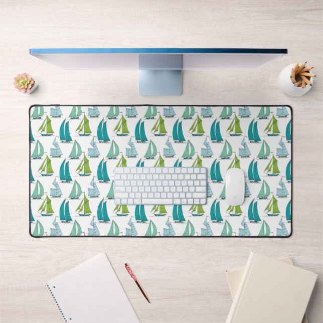 Sailboats On The Water Pattern Desk Mat (Office 1)