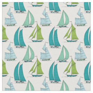Sailboats On The Water Pattern Fabric
