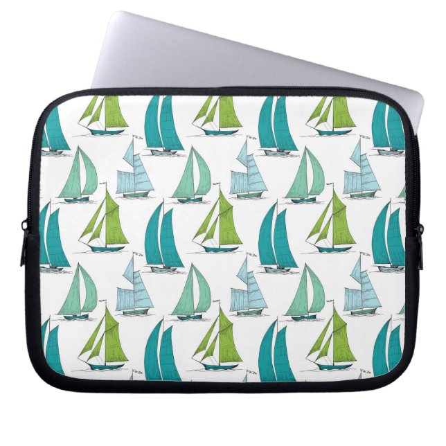 Sailboats On The Water Pattern Laptop Sleeve (Front)