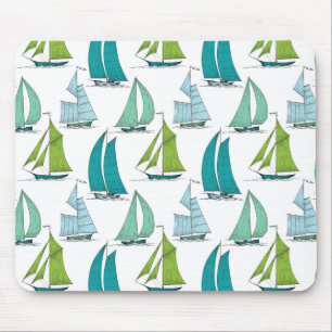 Sailboats On The Water Pattern Mouse Pad