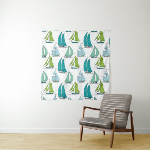 Sailboats On The Water Pattern Tapestry