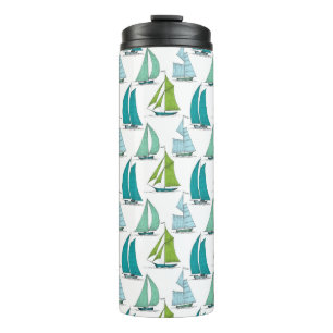 Sailboats On The Water Pattern Thermal Tumbler