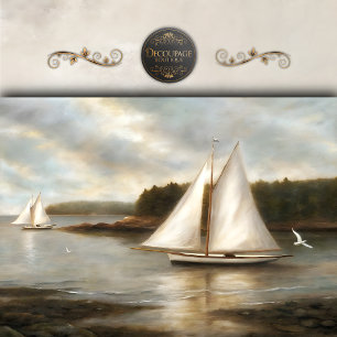 Sailboats on Tranquil Bay Decoupage Tissue Paper