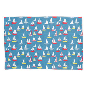 Sailboats Pattern Blue Pillowcase