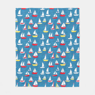 Sailboats Pattern Fleece Blanket