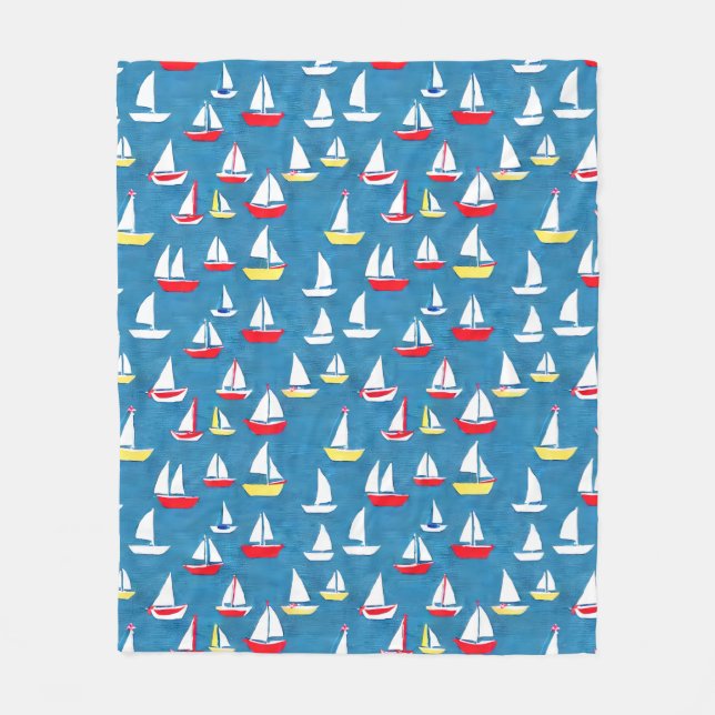 Sailboats Pattern Fleece Blanket (Front)