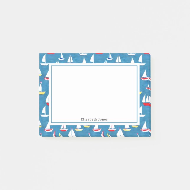 Sailboats Pattern Post-it Notes (Front)