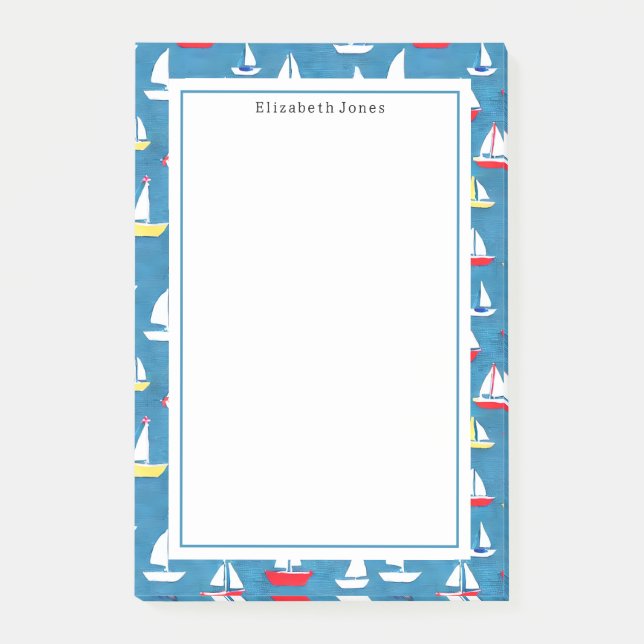 Sailboats Pattern Post-it Notes (Front)