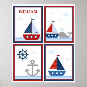 Sailboats Poster for Boy's Room