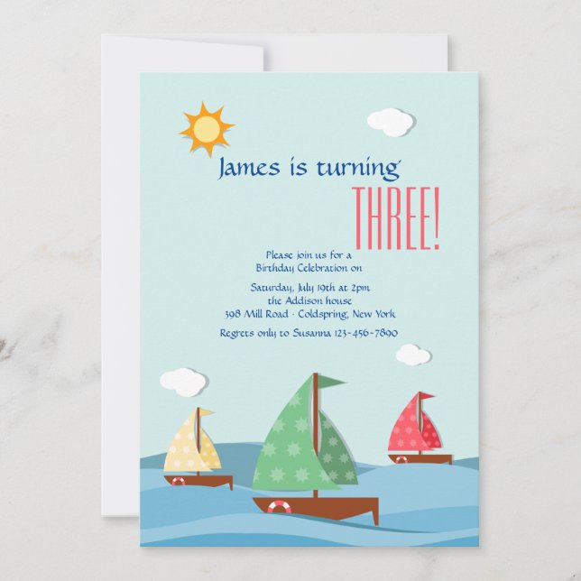 Sailboats Three Invitation (Front)