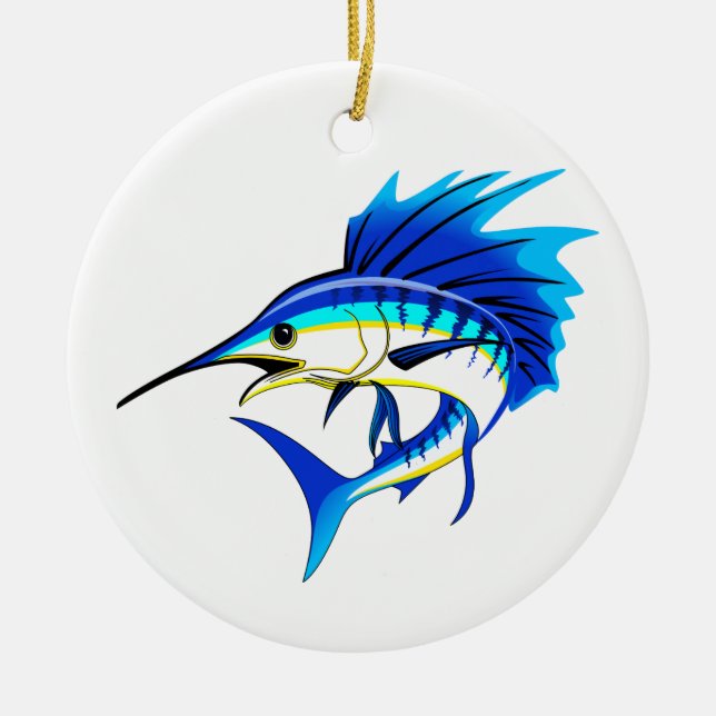 Sailfish Ceramic Ornament (Front)