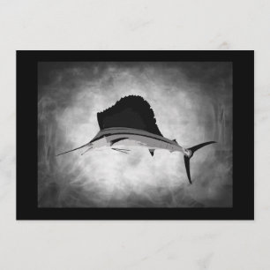 Sailfish fishing vintage art invitation