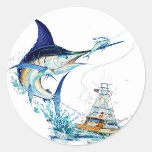 Sailfish Takes the Bait Classic Round Sticker